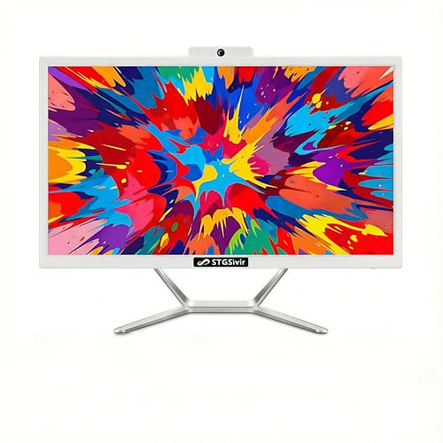 STGsivir All-in-one PC Desktop Computer, 24 FHD Display, Core i5 up to 3.6GHz, 16GB RAM, 512GB SSD, WiFi, Bluetooth 5.0, Windows11 Pro, White, for Office & Entertainment