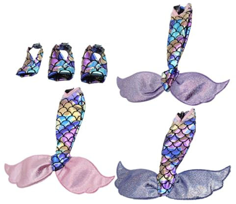 Milisten 3 Stück Puppenkleid aus Stoff mit Glitzerndem Meerjungfrauenrock Zarte Puppenkleidung für Mädchen für Ferien und Partyspaß
