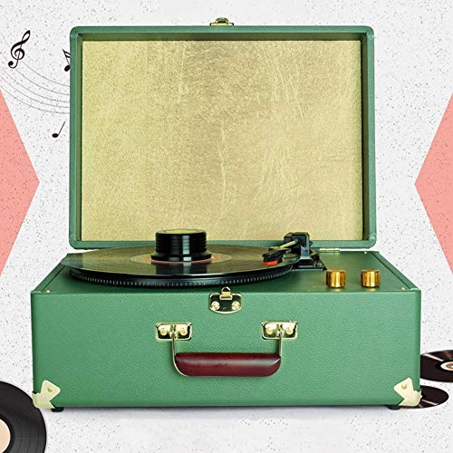 ZJFHEYUO Fonógrafo de Vinilo Verde, Moderno, clásico, de Canto, Antiguo, eléctrico, portátil, para Sala de Estar, Estilo Europeo, Retro, para el hogar.