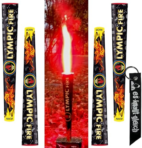 5 Bengalfeuer Sporty Fire Bengalflamme mit dreifachen Farbwechsel Bengalos | Ganzjähriges Feuerwerk von NICO Europe mit Anhänger