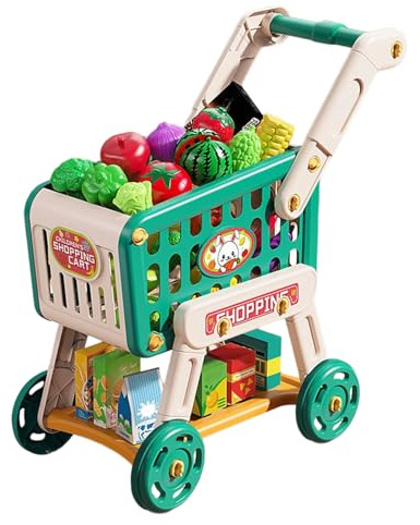 Chariot De Courses Pour bébés - Ensemble De Jeu Accessoires De Cuisine | Jeu De Cuisine Chariot De Supermarché Simulation D'apprentissage Précoce De Fruits Et Légumes Pour Tout-petits, Familles