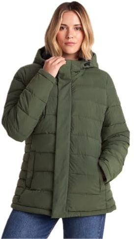 TOG24 Sleight Women's Padded Jacket Water-Resistant Windproof Quilted Puffer Jackets, Ladies Winter Warm Insulated Hooded Coat Dark Green UK20