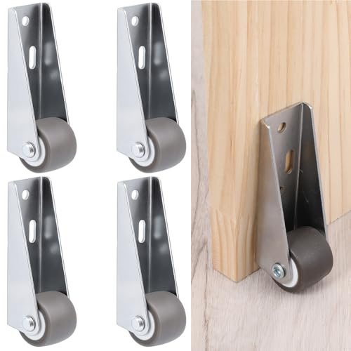 1 Inch Low Profile Casters 4 Pcs, Gate Caster Wheels Replacement Small Side Mount Casters Chair Wheels for Furniture, Drawers, Doors, Bookcases, (Load: 44lbs/Each) Vertical or Horizontal Installation