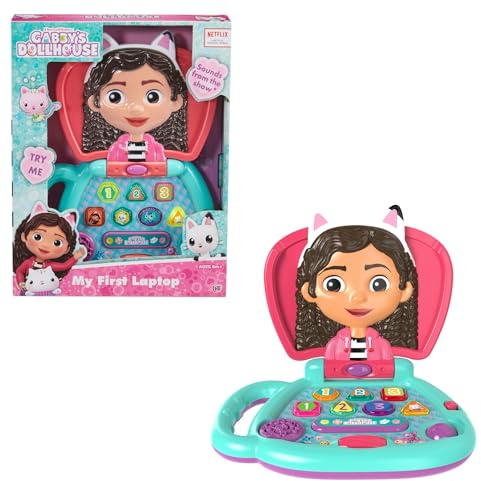 Gabby’s Dollhouse My First Laptop | Interactive Educational Toy Laptop for Kids | Plays Gabby’s Theme Tune | 14+ Fun Sounds & Phrases | Lights & Moving Eyes Feature | Learning & Role Play Toy for Ages