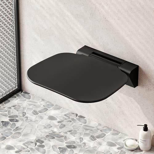 Neohomee Duschsitz Klappbar Wandmontage, Klappbarer Duschstuhl bis 200 kg Belastbar mit UF Extrabreiter Duschsitz für Senioren, Rutschfester Duschhocker 40x40 cm, Schwarz
