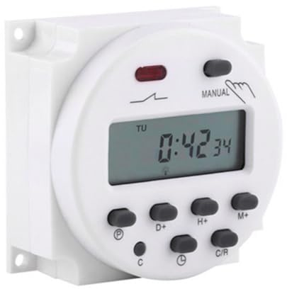 Gettimore Digitale Zeitschaltuhr 12V 16A mit LCD-Display, Programmierbares Relais für DC/AC, wasserdichte Abdeckung, 16 Ein-/Aus-Einstellungen, wöchentliche automatische Zeitkorrektur ±60s