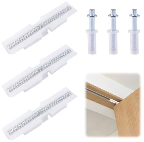 UFURMATE Kit hardware per porta bipieghevole a molla, 6 pezzi, accessori di riparazione bianchi a doppia piega, 3 guide scorrevoli per porte pieghevoli e 3 perni superiori per montaggio superiore