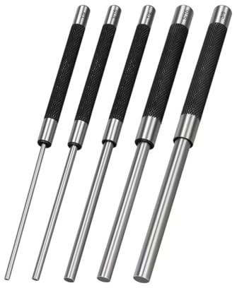 Hipzeepo Kit di Strumenti per Punzoni A Pin (1/8 A 3/8) - Set di 5 Punzoni A Pin A Rullo, Acciaio al Carbonio da 8 Pollici con per Riparazioni di Orologi e Gioielli.