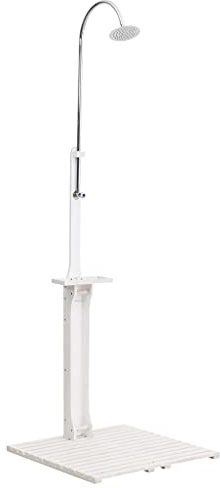 Tomostar Gartendusche, Pooldusche für den Außenbereich, Weiß, Holz