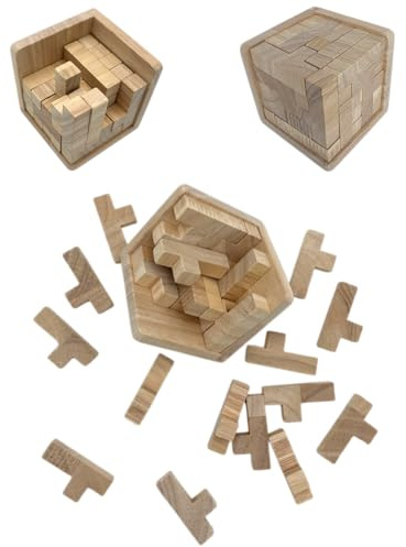 Flero Packwürfel, 3D Puzzle - Denkspiel - Puzzlespiel - Geduldspiel - Logikspiel im Holzrahmen