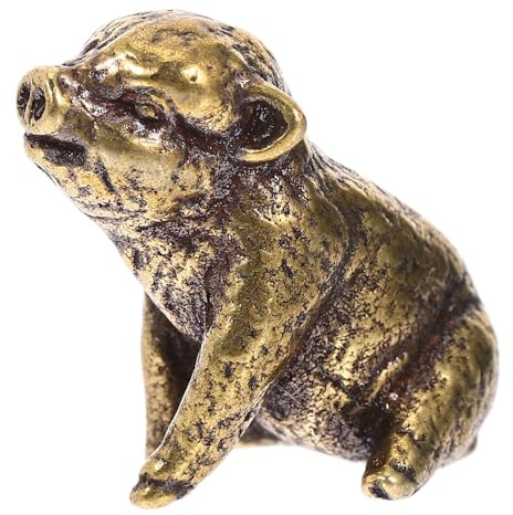 Figura vintage de cerdo de latón para escritorio, decoración del hogar, adorno coleccionable para oficina y sala de estar