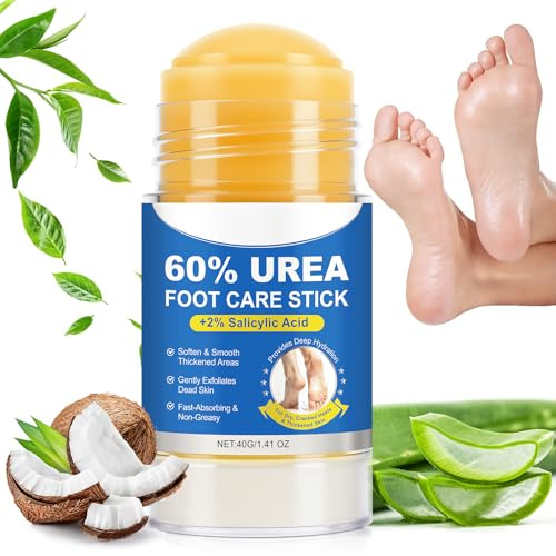 Urea Foot Cream Stick with 60% Urea & 2% Salicylic Acid, Foot Cream for Cracked Heels and Dry Skin, Deep Moisturizing Heel Balm, Callus Remover, Fast Absorbing & Non-Greasy Heel Repair (1 Pack)