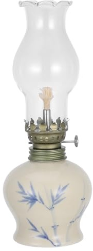 LIFKOME Öllampe, Petroleumlampe aus Keramik und Glas, Notbeleuchtung für den Haushalt und Outdoor, Vintage Dekoration, 1 Stück