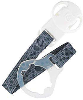 Twistshake Schnullerkette aus Stoff und Silikon, BPA Frei Pastel Grey, Grau