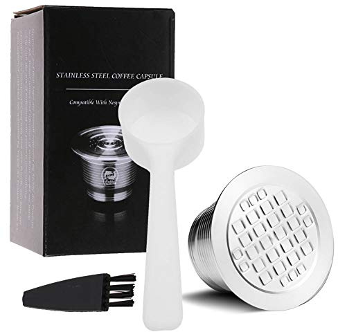 i Cafilas Filtres De Café Rechargeables Réutilisables Réutilisables De Capsules De Café De D'Acier Inoxydable + 1 cuillère + 1 pinceau (Carré)
