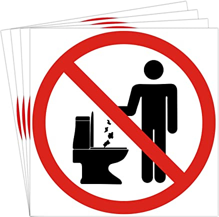 dealzEpic - Do Not Litter in Toilet/Do not Throw Trash in the Toilet Sign - Self Adhesive Peel and Stick Waterproof Vinyl Decal - 3.94 inches in Diameter | Pack of 4 Pcs