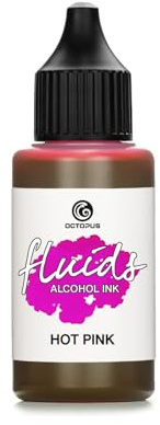 Octopus Fluids Alcohol Ink HOT PINK, Alkoholtinte Violett, 30 ml | Transparente, schnell trocknende Künstlerfarbe für Alcohol Ink Art auf Yupo und glatten, nicht porösen Oberflächen