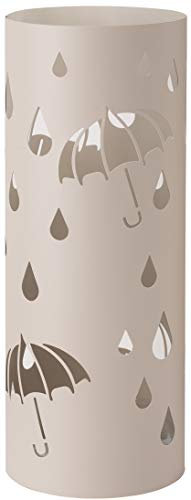 Baroni Home zylindrisch Regenschirmständer aus Metall, mit Aussparungen in Regen- und Regenschirm-Form, mit zwei Haken und abnehmbarer Regenschale Taupegrau, 18,5x18,5x49 cm.