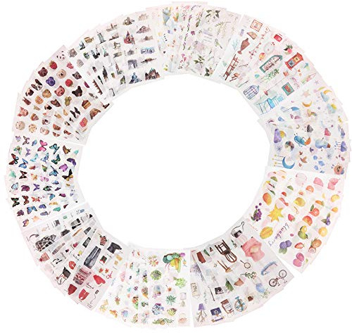 Hoobao 60 Blatt Scrapbooking-Aufkleber, selbstklebend, für Scrapbooking, Tagebuch, Pflanze, Wald, Blumen