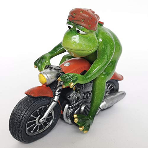 DEKOlia Frosch auf Motorrad 15cm Biker Geschenk lustig Dekofigur Dekofrosch Bike rot