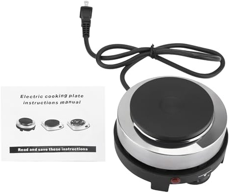 500W Mini Electric Hot Plate - Portable Compact Single Cooking Burner for Kitchen, Camping, RV, Travel, Outdoor Use, 4 Inch Diameter Lightweight Design