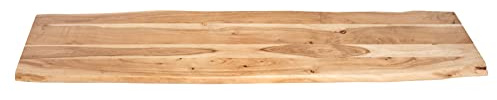 SAM Holzplatte Louisa 180x40 cm Akazie Natur lackiert Baumkante Tischplatte | Baumkanten-Platte, Akazienholz naturfarben massiv, für Heimwerker, Arbeitsplatten, Tische & Fensterbretter