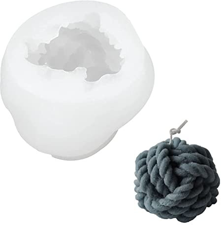 TROYSINC Wollknäuel Kerzen Silikonform, 3D Knoten Kerzenform, Gestrickte Kugel, KerzengießForm Silikon, Handarbeit Kerzenherstellung für Garn Kugel Seifenform