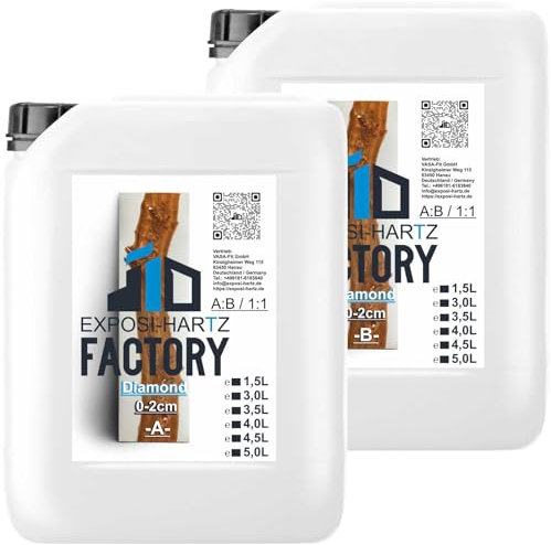 Epoxidharz Exposi Hartz 1:1 Diamond MAX-UV Epoxy Resin glasklar Gießharz 2K, 0,1-10cm 1L (0,5L A + 0,5L B)