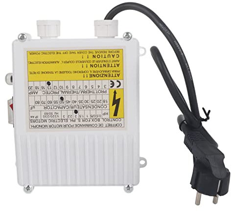 Scatola di Controllo della Pompa per Pozzi Profondi, Scatola di Controllo Esterna della Pompa Sommergibile Controller Interruttore Automatico di Protezione Termica (1500W Spina