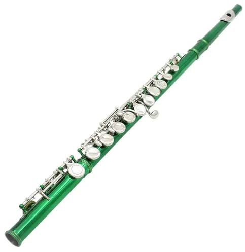 Querflöte Instrument Kupfernickel-C-Ton-Konzertflöte Mit 16 Geschlossenen Löchern Und Zubehör Für Schüler (Color : Green)