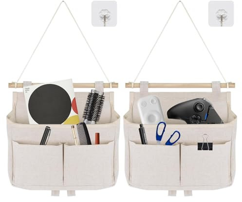 DOWNDRIFT Hängeorganizer Bad,2 Stück Wand Organizer Hängend mit Haken Hängeorganizer Hohe Kapazität Hängeaufbewahrung Bad Organizer Hängend Tür Hängetasche Wand für Büro,Kinderzimmer