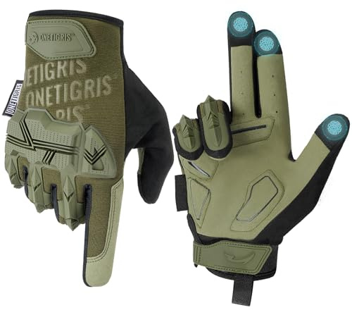 OneTigris Full Finger Gloves, Cycling Gloves Touch Screen Gloves Men Women for Outdoor Sports Cycling Motorcycle Motorbike Hiking