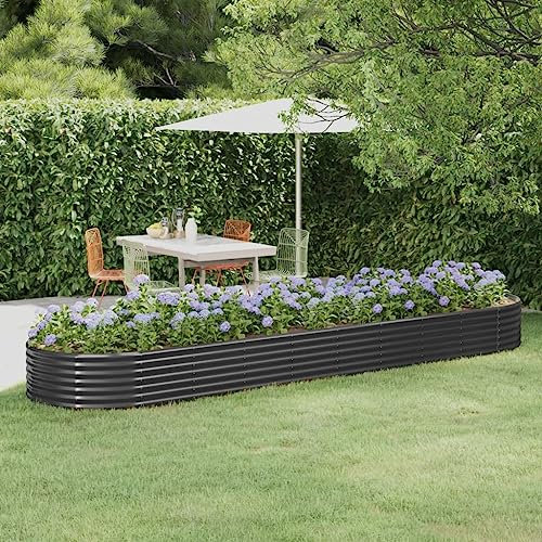Fioriere da Giardino Cassette per la Coltivazione di Ortaggi Letto da Giardino in Acciaio a Polvere 396x100x36 cm Antracite Adatta per Corridoi, Giardini, Parchi, Balconi