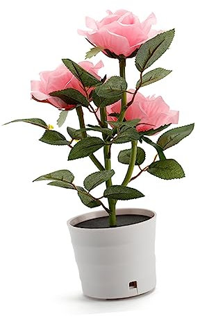 Yardwe Lampes Solaires En Plein Air Lumières De Paysage à Énergie Solaire Lampe Solaire Extérieure Fleurs Solaires Lumières Décoratives Extérieures Le Cadeau Rose Led Pot Lumineux