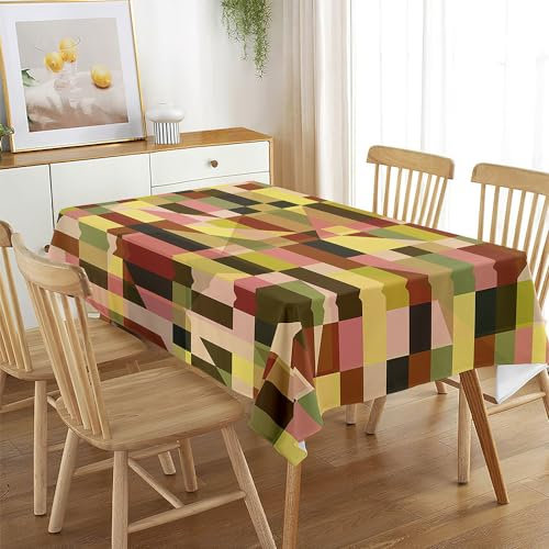 Mateju Rechteckig Tischdecke, 3D Geometrisch Gartentischdecke Indoor Tischdecke Eckig Tischdecken Tischtuch Tisch Schutz für Festival Geburtstag Hochzeit (140x160cm,Tarnfarbe)