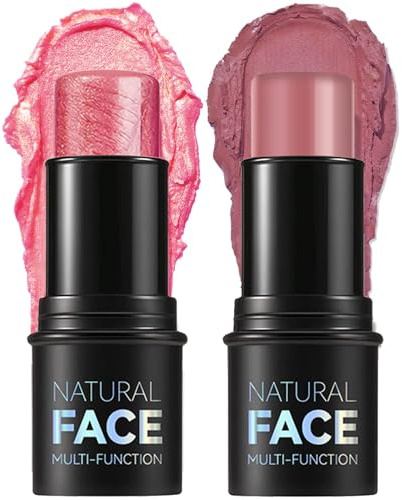 Rose Gold 2PCS Blushers - Shimmer Cream Blush Stick for Cheeks - Waterproof, Long-Lasting