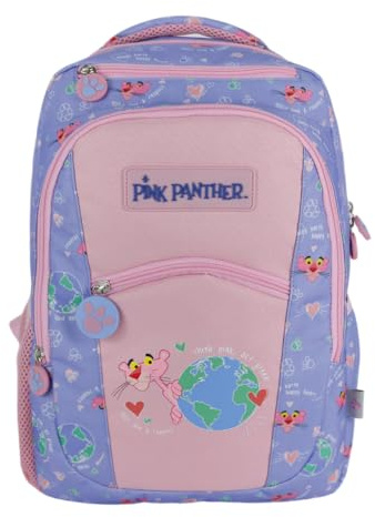 DOHE - Zaino scolastico - 7 tasche (1 per computer portatile), grandi dimensioni, spalline e schiena rinforzati, zaino studenti, rosa Panther Sailing, materiale scolastico, Rosa Panther Ecopink,