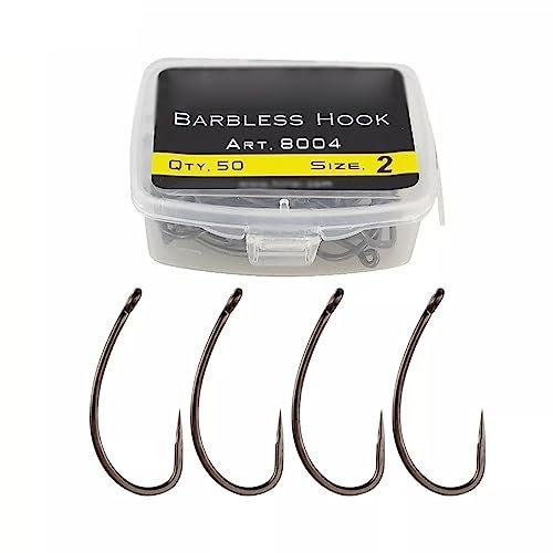 Angeln Quick Knot Tool 50 Stück Karpfen-Angelhaken, beschichtet, widerhakenlos, ohne Widerhaken, Angelhaken aus Kohlenstoffstahl Verschiedene Angelhaken (Size : 10#)