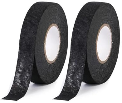 MAEXUS® Gewebeband 2 Stück 19mm Auto Kabelbaum Filzband Schwarz, Gewebeklebeband Textilklebeband, Kabelbaum Klebeband, Hitzebeständiges Wasserfestes Isolierband für Kabelbündel - 15 m