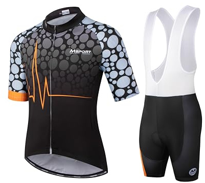 Cykelkläder Komplett Set Cykeldräkt Tröja + Hängselbyxor, M06, L