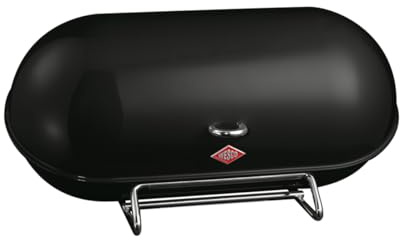 WESCO Brödlåda Breadboy med klappfritt svänglock i färgen svart, pulverlackerad stålplåt, ventilationshål och stabilt handtag