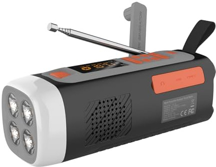 Fesjoy Nödfallradio, 4 500 mAh, bärbar handvev, soldriven AM-FM-SW-radio, utomhusradio, trådlös BT-högtalare med SOS-larm, campinglykta och ficklampa