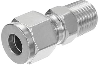 PATIKIL 1/4Npt x 8mm 304 Acero Inoxidable Ajuste de Tubo de Compresión, Doble Férulas Ajuste de Tubo Adaptador Recto Conectar