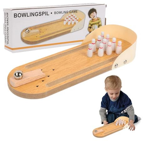Bavooty Kegelspiel,Bowlingkugel,Bowling Set mit 10 Pins,Bowling Kugeln,Tischbowling,Mini Desktop Bowling,Bowlingkugel Hölzernen Desktop,Erwachsene