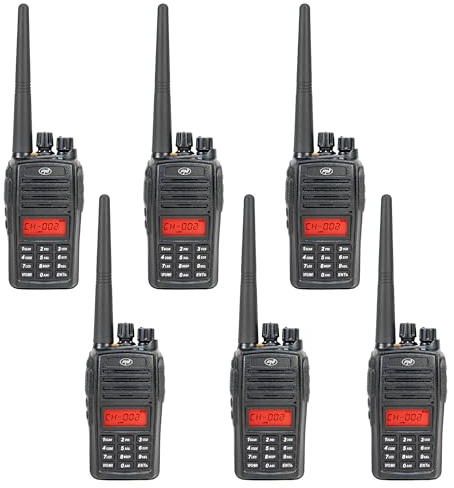 Kit mit 6 tragbaren Radiosendern PNI PMR R18, 446 MHz, 0,5 W, 128 Kanäle, 16 PMR- und 50 CTCSS- und 104 DCS-Töne, UKW-Radio, programmierbar, wasserdicht IP67