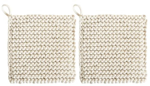 Sottopentola all'uncinetto, 2 sottobicchieri quadrati in cotone intrecciato, resistenti al calore, per ciotole, teiere, piatti