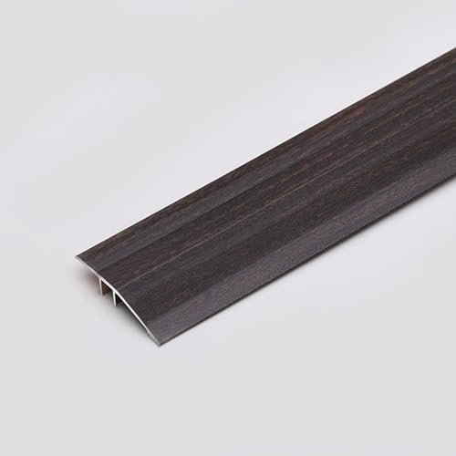 Türübergangsleiste für Rollstühle, Schwellenreduzierer aus Metall mit Holzmaserung für Teppich zu Zement/Holzboden zu Fliesen/unebene Böden, 25 31 36 45 59 65, Deep,Deep Coffee-W 42MM - 63in/160cm