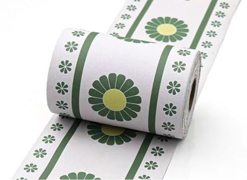 VisitRyl Bordi per Carta da Parati Adesivi Camera dei bambini margherita verde 10cm X 1000cm Design Decorativo