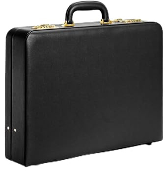 LOCKCURX Locking Briefcase - Brief Case for Men, PU Leather Hard Case, Attache Case for Laptop Document Phone Passport