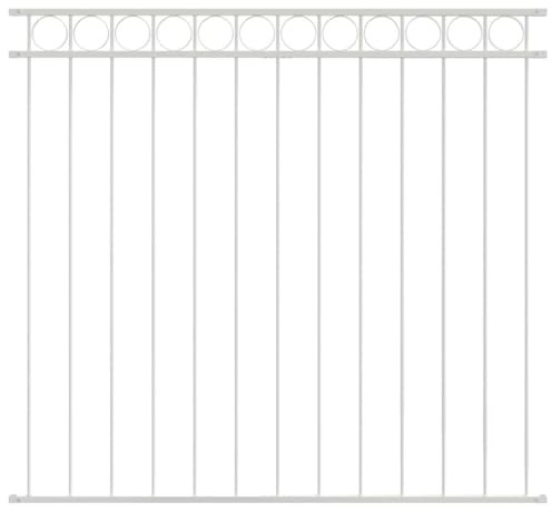 vidaXL Zaunelement ASSEN Weiß 170 x 120 cm Stahl, Gärten und Terrassen, moderne Stahlkonstruktion, stabiler Außenpaneel, minimalistisches Design, Landschaftselement